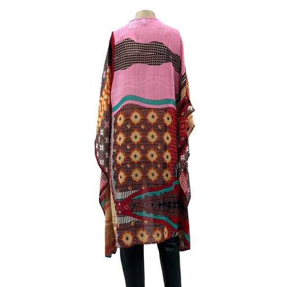 Patrons Of Peace Open Front Bohemian Kimono Long Cardigan Multicolor Women XS/S - Picture 2 of 9